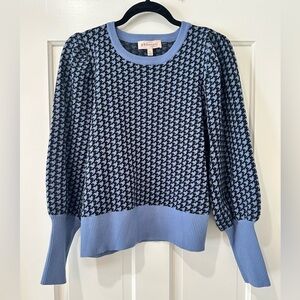 Philosophy houndstooth puff balloon sleeve long sweater knit pullover size L
